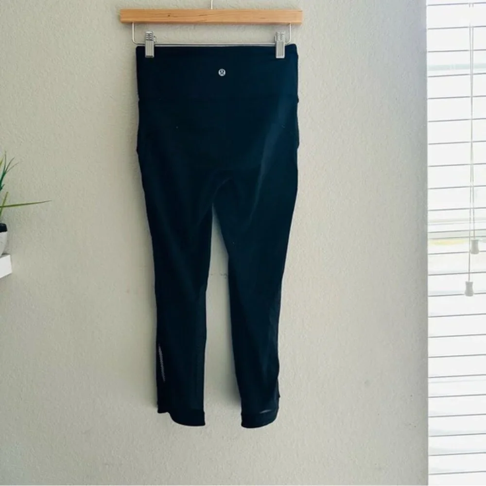 Lululemon Black HIT IT Cropped Leggings T60416 Size 4 High Waisted Pocket, Jelly - Picture 5 of 11